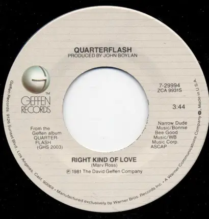 Quarterflash - Right Kind Of Love / You're Holding Me Back