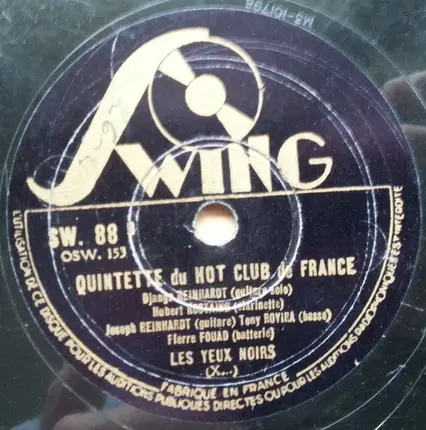 Quintette Du Hot Club De France Avec Alix Combelle / Quintette Du Hot Club De France - Nuages / Les Yeux Noirs