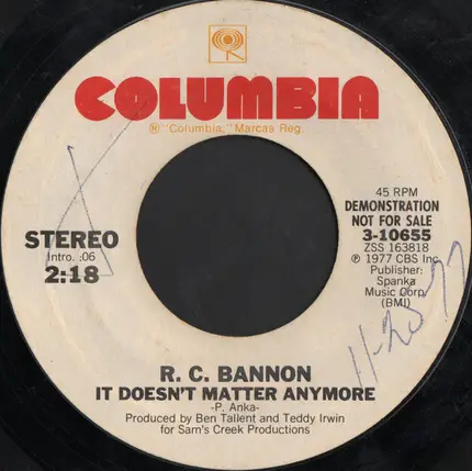 R.C. Bannon - It Doesn't Matter Anymore