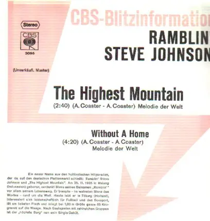 Ramblin' Steve Johnson - The Highest Mountain / Without A Home