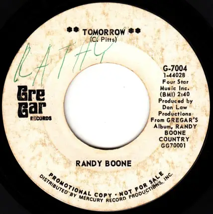 Randy Boone - Tomorrow / Nothing But Time