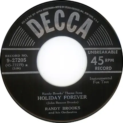 Randy Brooks And His Orchestra - Holiday Forever / More Than You Know
