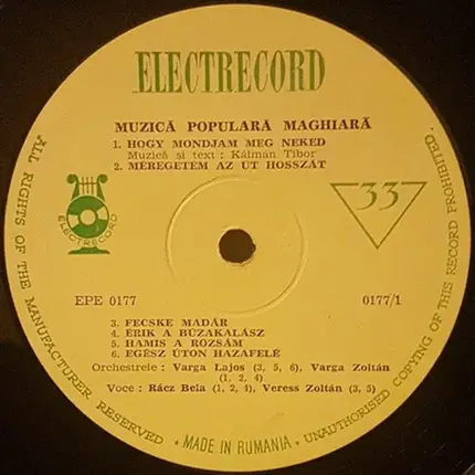 Rácz Béla / Veress Zoltán - Muzică Populară Maghiară = Magyar Népi Muzsika