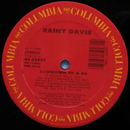 Rainy Davis - Lowdown So & So