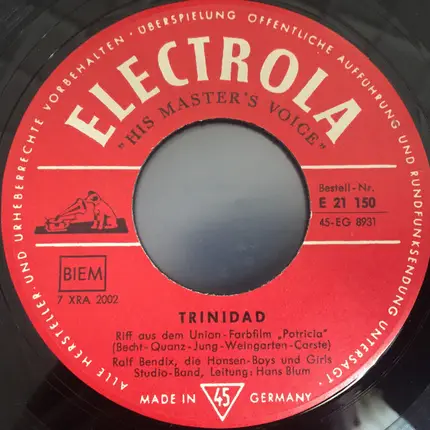 Ralf Bendix - Tschau Tschau Bambina / Trinidad