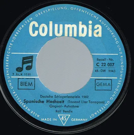 Ralf Bendix - Spanische Hochzeit (Tausend Liter Tarrangona)
