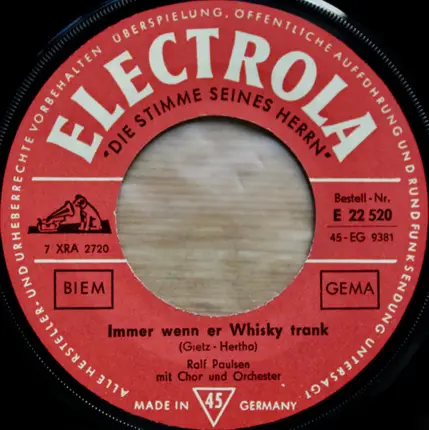 Ralf Paulsen - Immer Wenn Er Whisky Trank / 'Ne Goldgrube Ist Dieser Laden