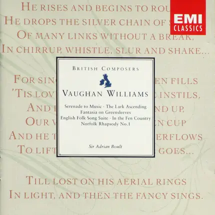 Ralph Vaughan Williams - Sir Adrian Boult - Serenade To Music • The Lark Ascending • Fantasia On Greensleeves • English Folk Song Suite • In Th