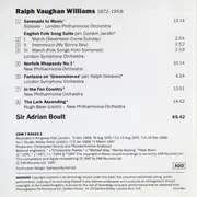 CD - Ralph Vaughan Williams - Sir Adrian Boult - Serenade To Music • The Lark Ascending • Fantasia On Greensleeves • English Folk Song Suite • In The Fen Country • Norfolk Rhapsody No.1