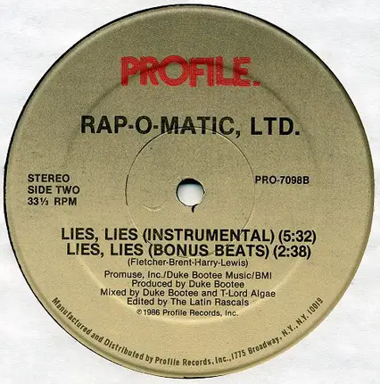 Rap-O-Matic, Ltd. - Lies, Lies
