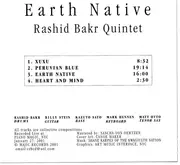 CD - Rashid Bakr Quintet - Earth Native