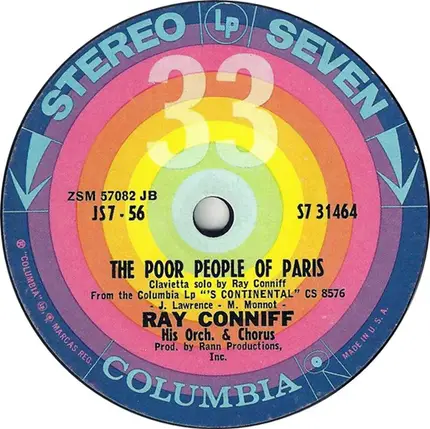 Ray Conniff And His Orchestra & Chorus - Swing Little Glow Worm / The Poor People Of Paris