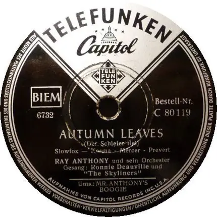Ray Anthony & His Orchestra - Autumn Leaves