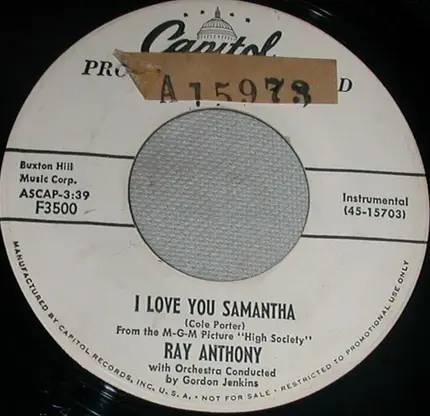 Ray Anthony & His Orchestra - I Am In Love / I Love You Samantha
