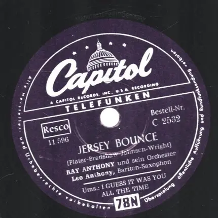 Ray Anthony & His Orchestra - Jersey Bounce / I Guess It Was You All The Time