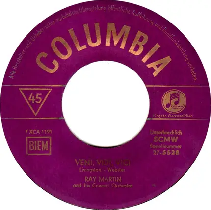 Ray Martin And His Concert Orchestra - Veni, Vidi, Vici