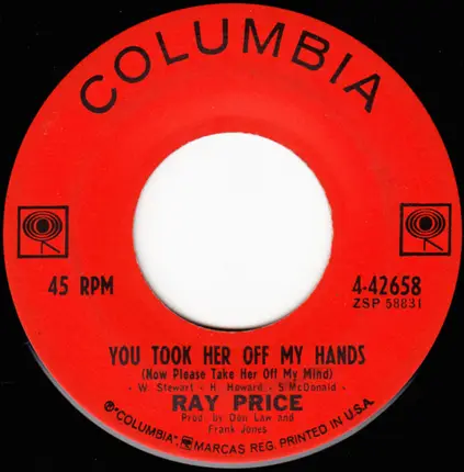 Ray Price - Walk Me To The Door / You Took Her Off My Hands