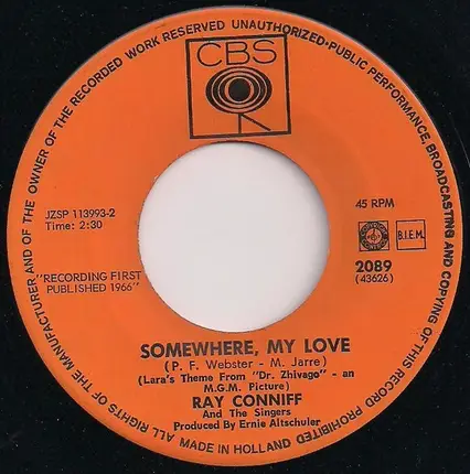 Ray Conniff - Lara's Theme (Somewhere My Love) / Midsummer In Sweden
