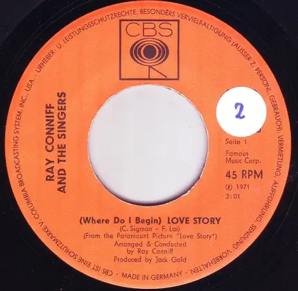 Ray Conniff And The Singers - (Where Do I Begin) Love Story / Out Of Darkness (Into The Light)