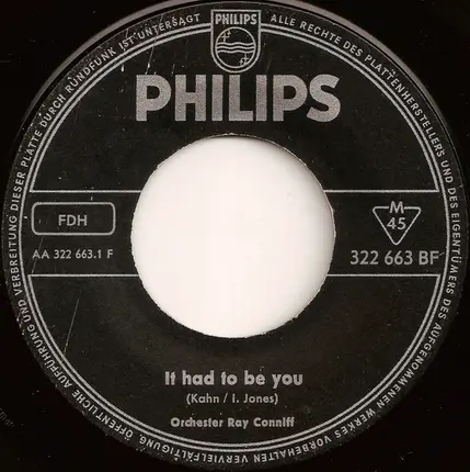 Ray Conniff's Orchestra - It Had To Be You / Smoke Gets In Your Eyes