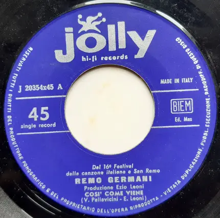 Remo Germani - Così Come Viene