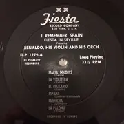 LP - Renaldo, His Violin And Orchestra - I Remember Spain Fiesta In Seville With Renaldo, His Violin And Orchestra