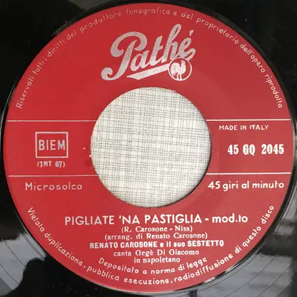 Renato Carosone E Il Suo Sestetto - Pigliate 'Na Pastiglia / 'A Sunnambula
