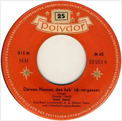 René Carol - Jede Nacht Erklingt In Abbazia / Deinen Namen, Den Hab' Ich Vergessen