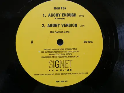 Red Fox / Commander Shad - Agony Enough / Eunoch