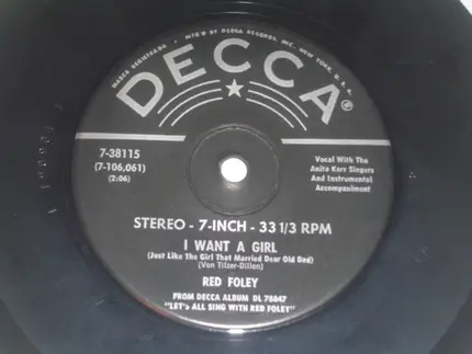 Red Foley - It's A Sin To Tell A Lie / I Want A Girl (Just Like The Girl That Married Dear Old Dad)