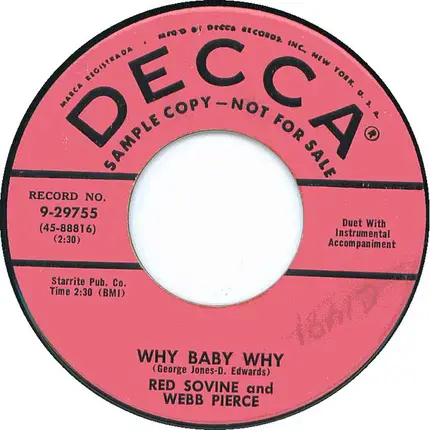 Red Sovine And Webb Pierce - Why Baby Why