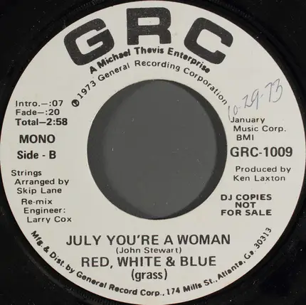 Red, White & Blue (Grass) - July, You're A Woman