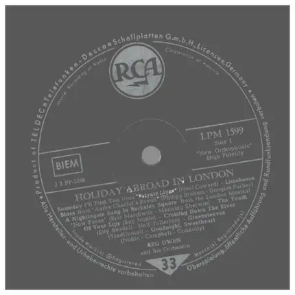 Reg Owen And His Orchestra - Holiday Abroad in London