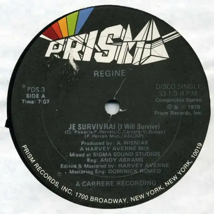 Régine - Je Survivrai (I Will Survive) / I'll Never Stop Dancin'