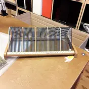 Retro Single Ständer - in blau & weiss, für 50 Singles