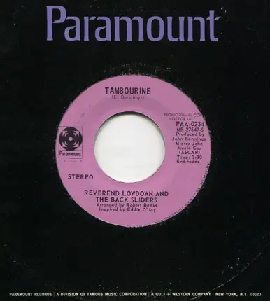 Reverend Lowdown And The Back Sliders - Tambourine