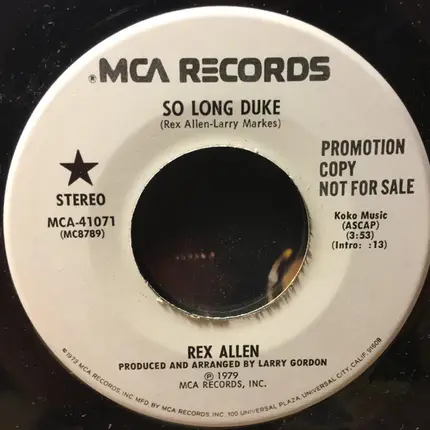 Rex Allen - So Long Duke