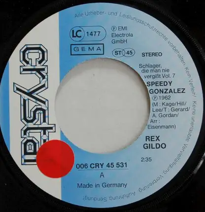 Rex Gildo - Speedy Gonzales / Zwei Blaue Vergißmeinnicht