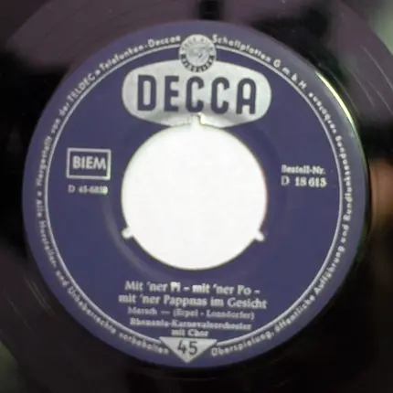 Rhenania-Karnevalorchester - Hilfe - Hilfe - Rasch ein Bier / Mit 'Ner Pi - Mit 'Ner Po - Mit 'Ner Pappnas im Gesicht