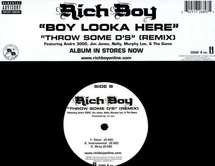 Rich Boy - Boy Looka Here / Throw Some D's RMX