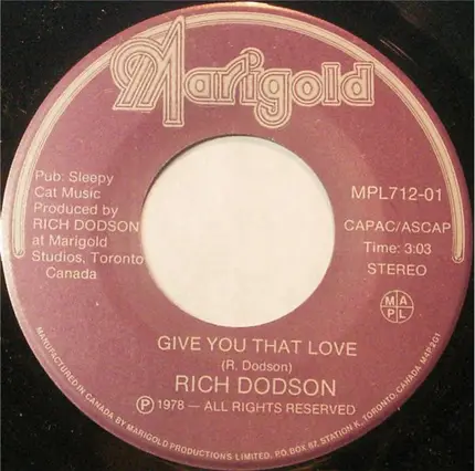Rich Dodson - Give You That Love / Hollywood