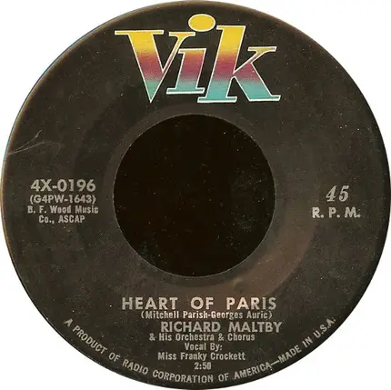Richard Maltby And His Orchestra - Themes From 'The Man With The Golden Arm' / Heart Of Paris