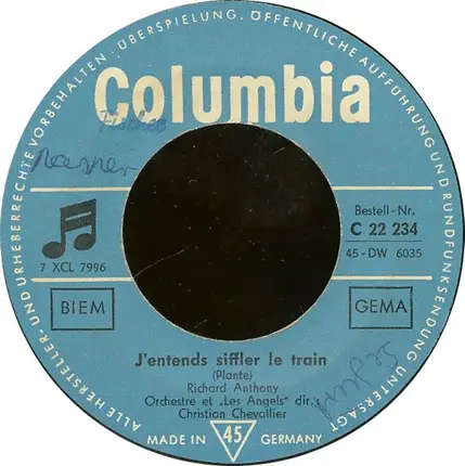 Richard Anthony - J'Entends Siffler le Train