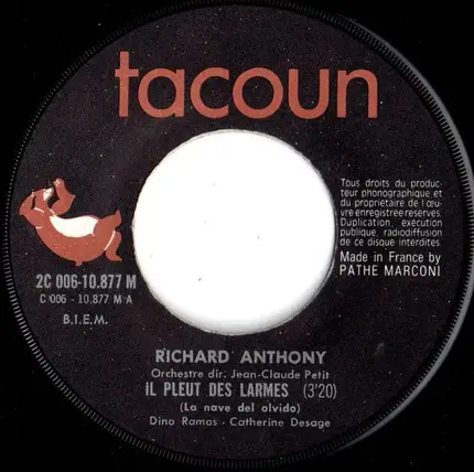 Richard Anthony - Il Pleut Des Larmes / La Bulle De Savon