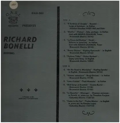 Richard Bonelli - Flotow, Verdi, Rossini a.o. Recitals
