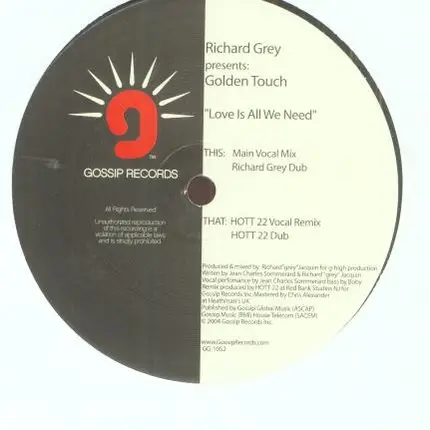 Richard Grey Presents Golden Touch - Love Is All We Need
