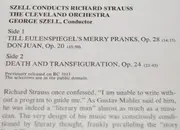 LP - Richard Strauss/ George Szell , The Cleveland Orchestra - Till Eulenspiegel op. 28, Don Juan op. 20, Death and Transfiguration op. 24