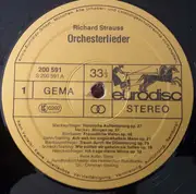 LP - Richard Strauss - Orchesterlieder -  René Kollo
