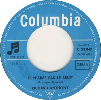 Richard Anthony - Petite Anglaise / Je N'aime Pas Le Bruit