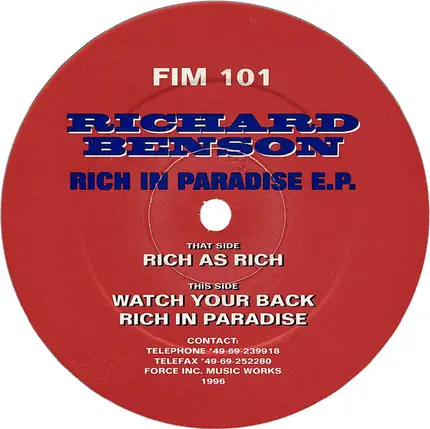 Richard Benson - Rich In Paradise E.P.